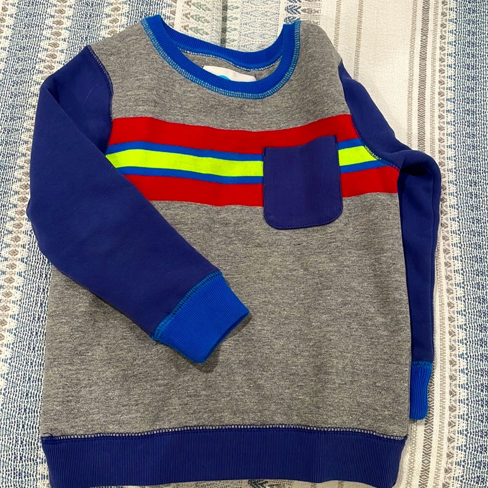 Mini Boden pullover striped pocket sweater size 116cm